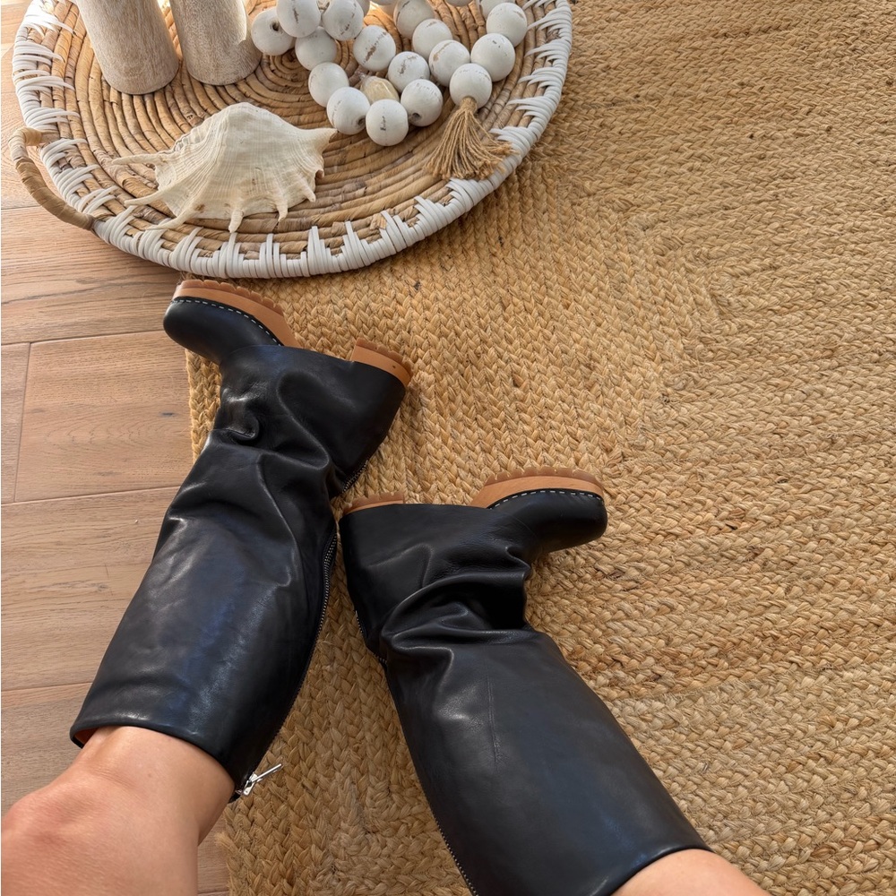 Swedish Hasbeens NWT Bootcut Knee Boot Black Super Fun Style Unique 🌈♥️ - Picture 12 of 13